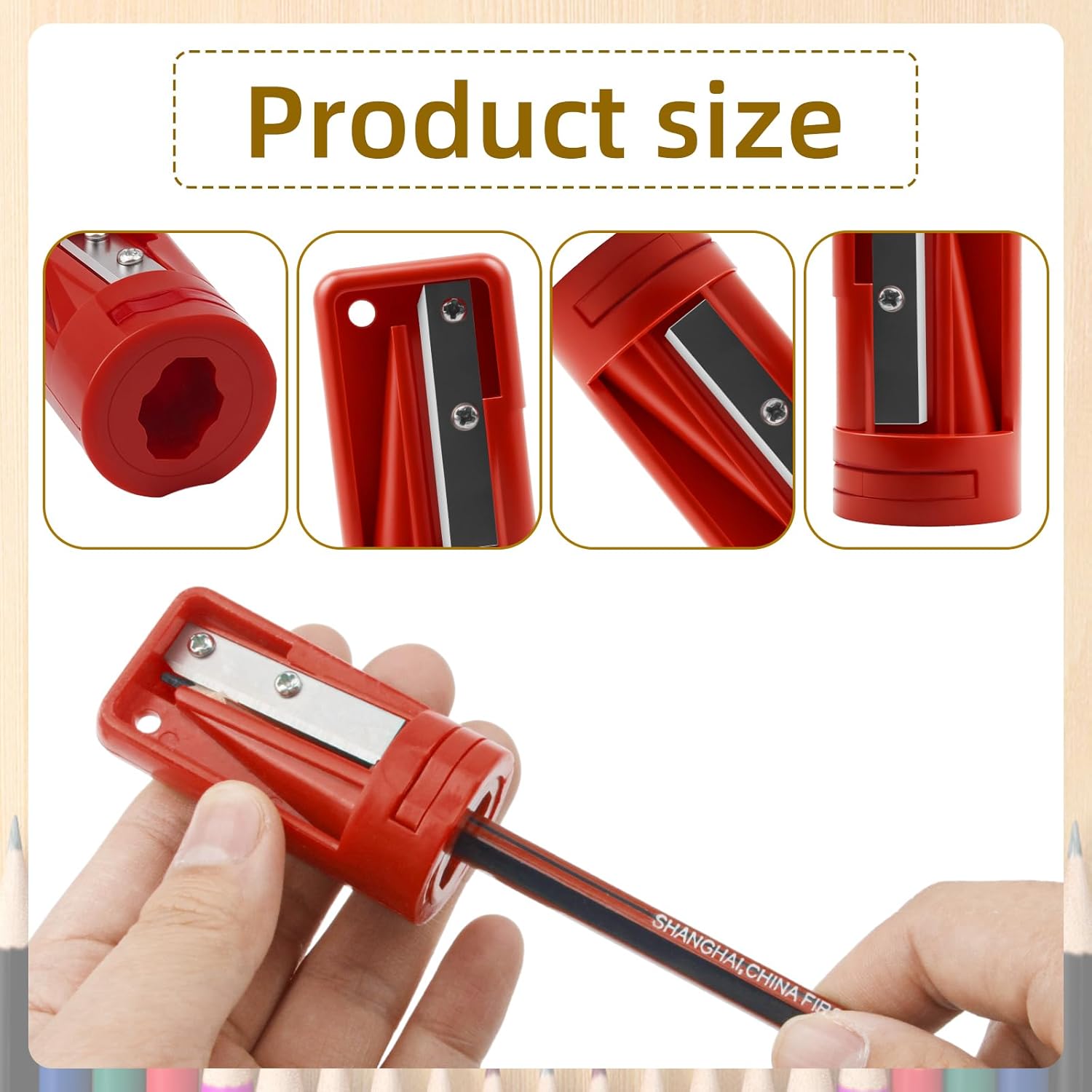 4 Pack Carpenter Pencil Sharpener, Manual Contractor Pencil Sharpener, Portable Woodworking Pencil Sharpeners Cutter Shaver Narrow Sharpening Tool for Woodworking Tool - Image 2