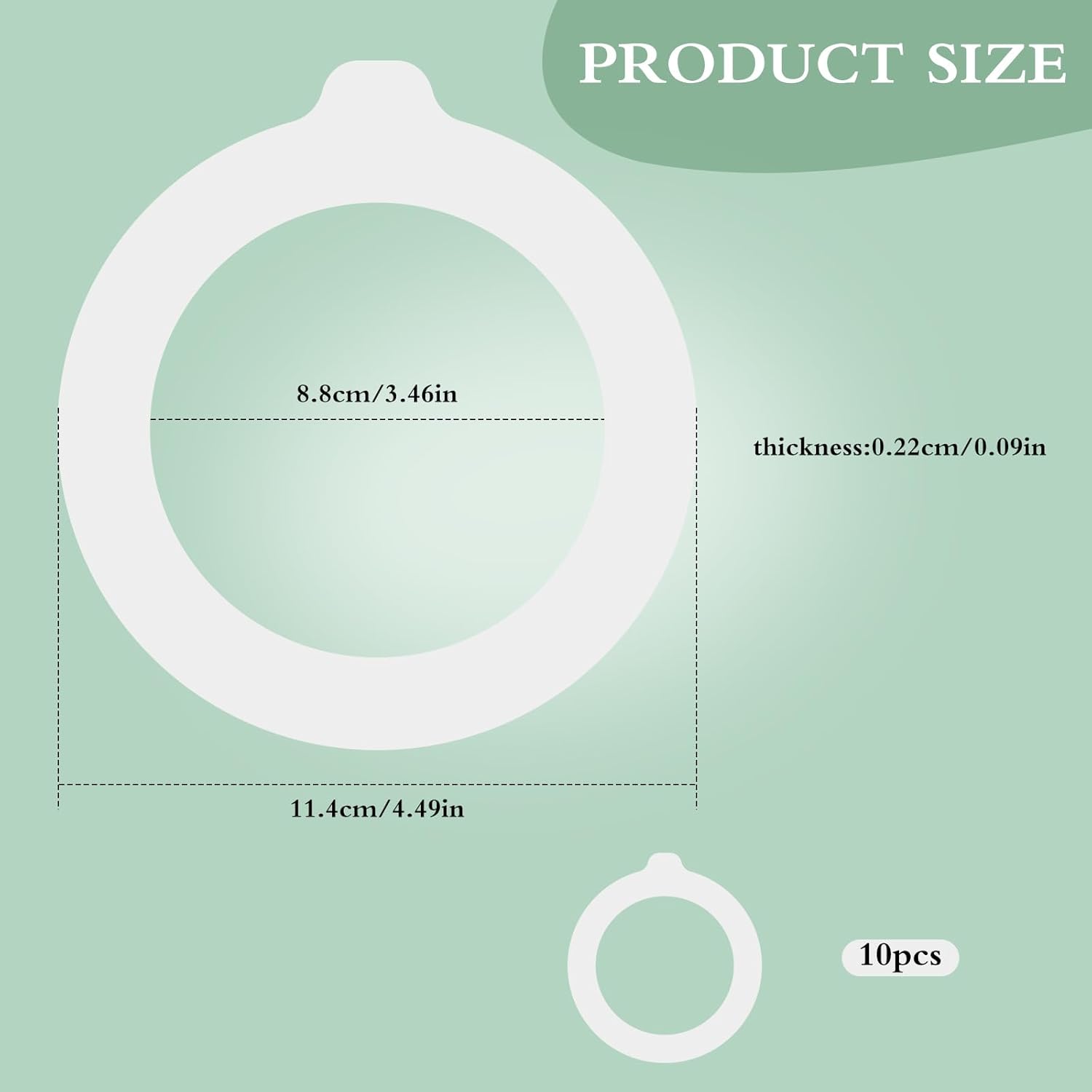 10PCS Silicone Jar Gaskets Replacement - Rubber Seals Rings Airtight Gasket Sealing for 4.2-4.3 Inch Mouth Glass Canning Jars Lids - Leak Proof Rubber Seals Rings - 4.5 Inch(Outer Diameter) - Image 1