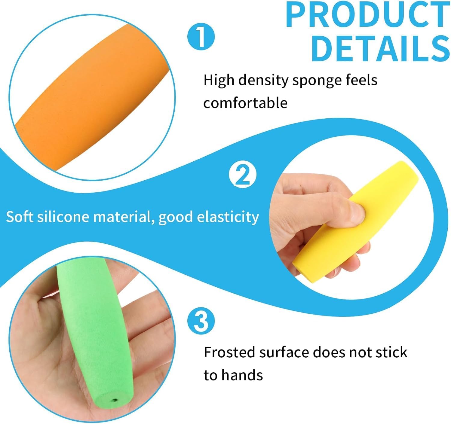 8-Pack Foam Grip Tubing for Utensils - 4 Sizes No-Cut Utensils Adaptive Grip Handle for Utensils Tools & Pens - Built up Tubing Padding Grips Aid for Elderly, Disabled, Arthritic, Handicapped - Image 3