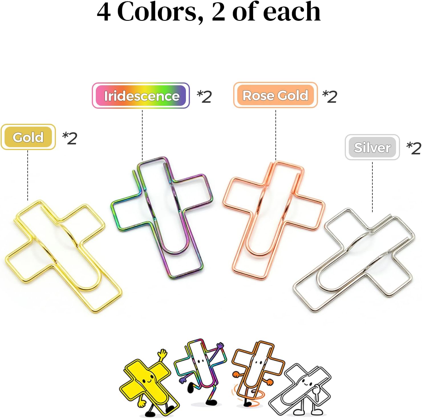 Paperclip Pen Holder, Metal Pen Clips, Heart Shaped+Cross Shaped, 16 Pack - Image 1