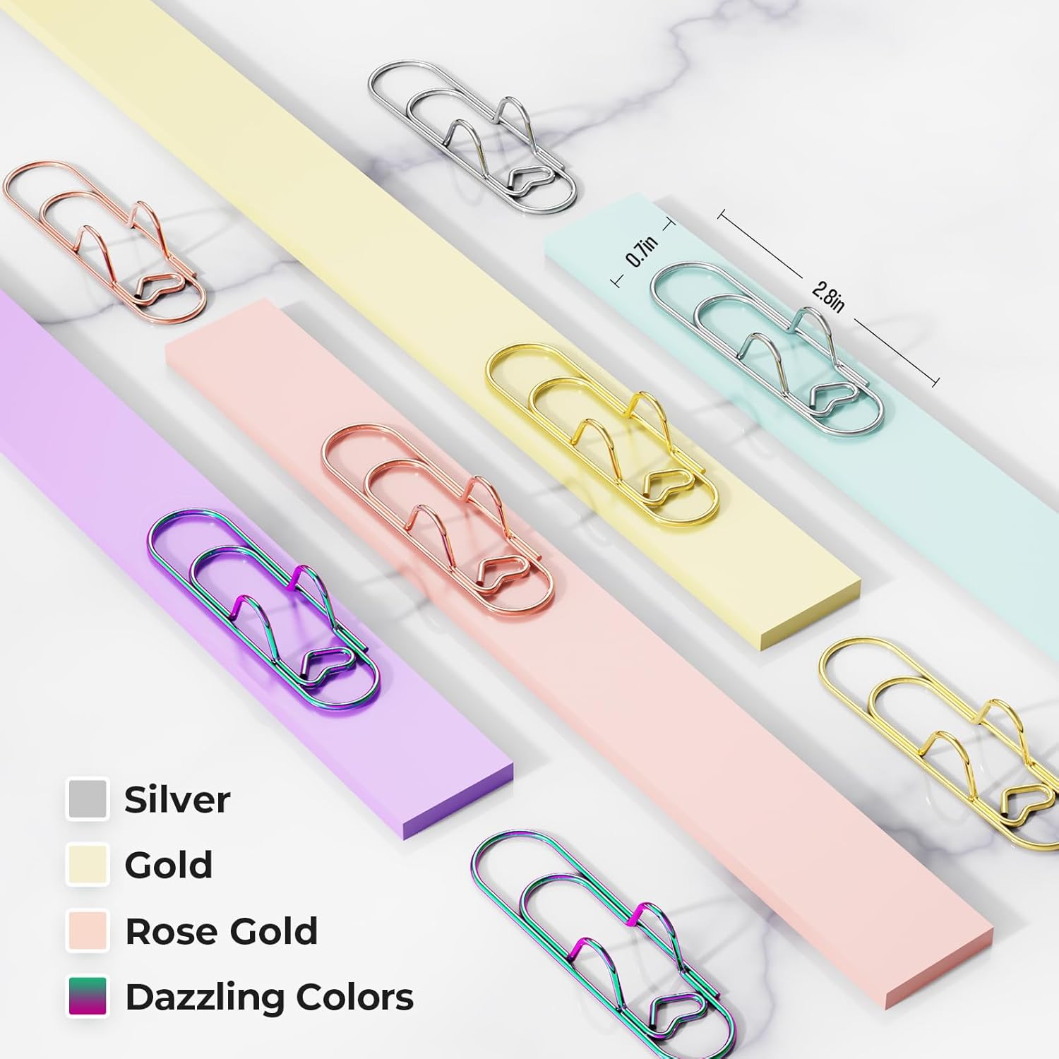 Paperclip Pen Holder, Metal Pen Clips, Heart Shaped+Cross Shaped, 16 Pack - Image 2