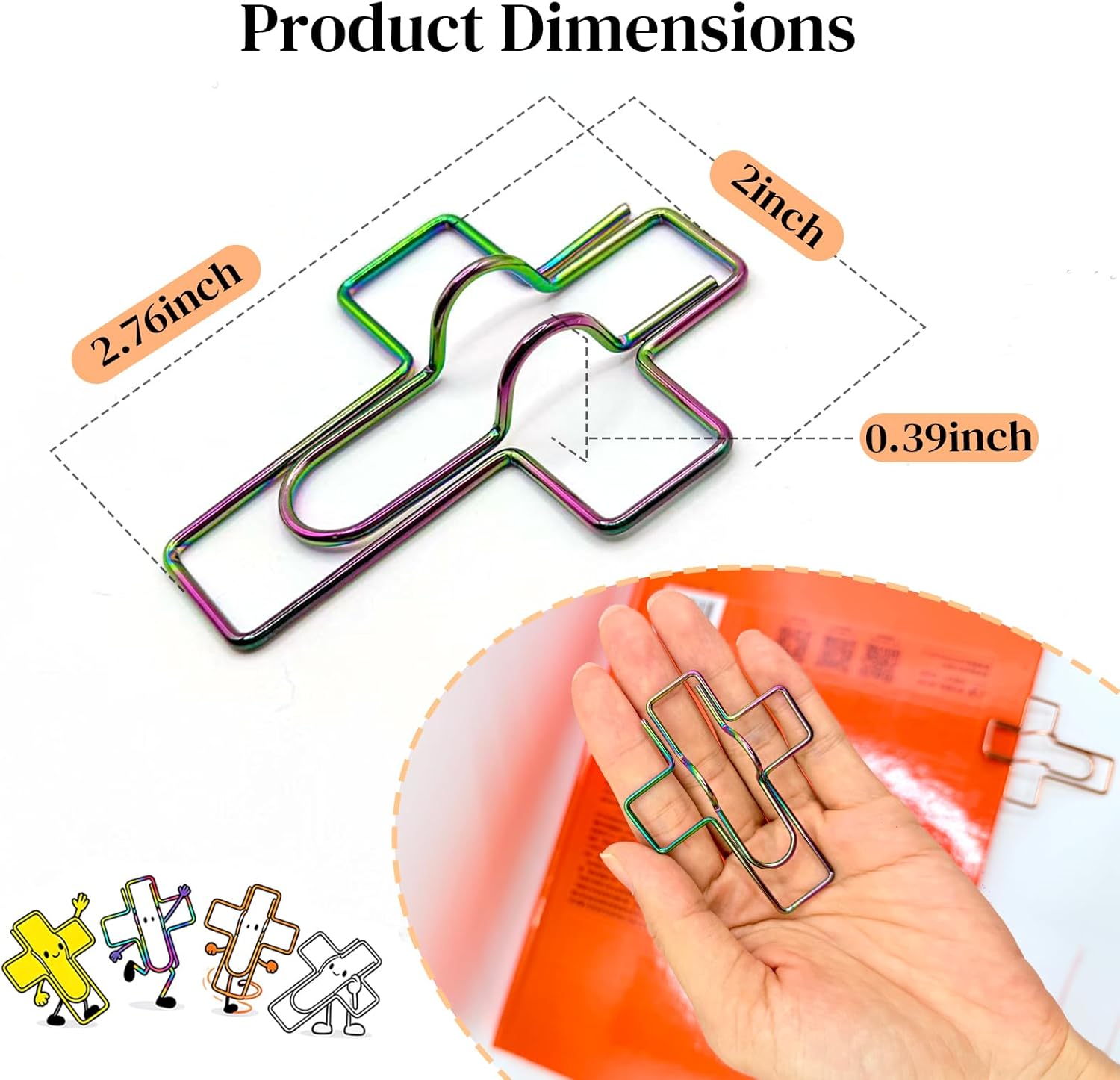 Paperclip Pen Holder, Metal Pen Clips, Heart Shaped+Cross Shaped, 16 Pack - Image 3