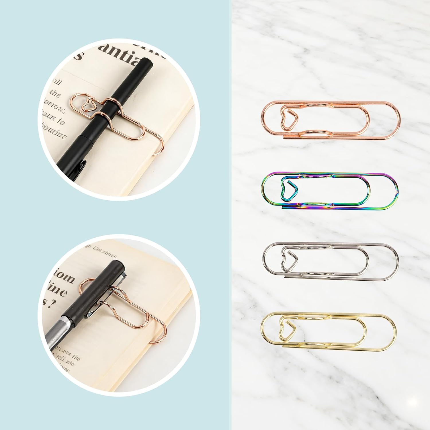 Paperclip Pen Holder, Metal Pen Clips, Heart Shaped+Cross Shaped, 16 Pack - Image 4