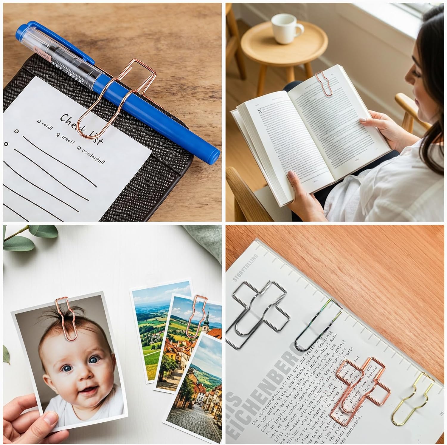 Paperclip Pen Holder, Metal Pen Clips, Heart Shaped+Cross Shaped, 16 Pack - Image 7