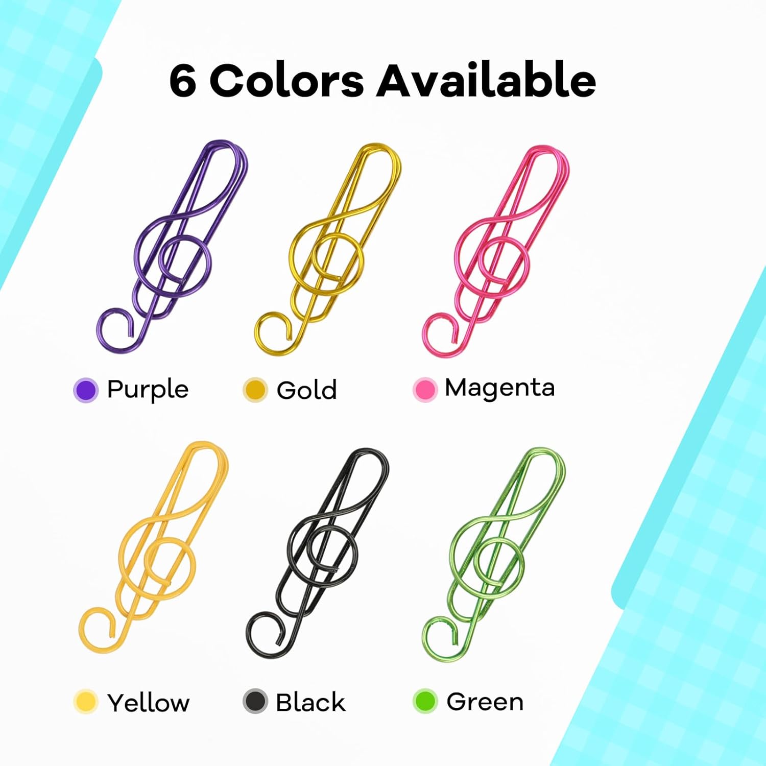 Paper Clips, 60 Pcs Colorful Music Note Paper Clip for Notebooks, Cute Paperclips Bookmarks Planner Clips, School/Office Supplies Accessories, 6 Color Available - Image 2