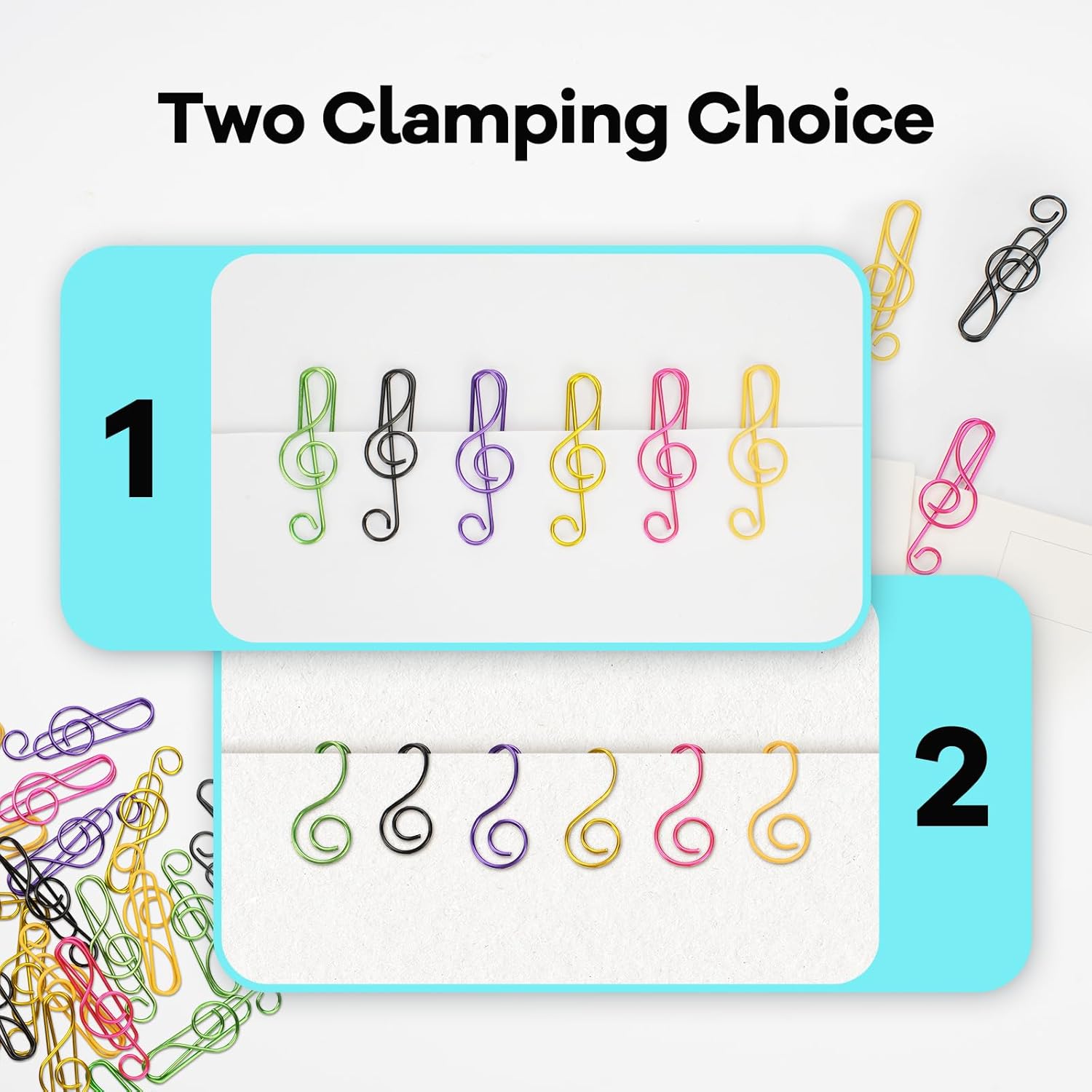 Paper Clips, 60 Pcs Colorful Music Note Paper Clip for Notebooks, Cute Paperclips Bookmarks Planner Clips, School/Office Supplies Accessories, 6 Color Available - Image 3