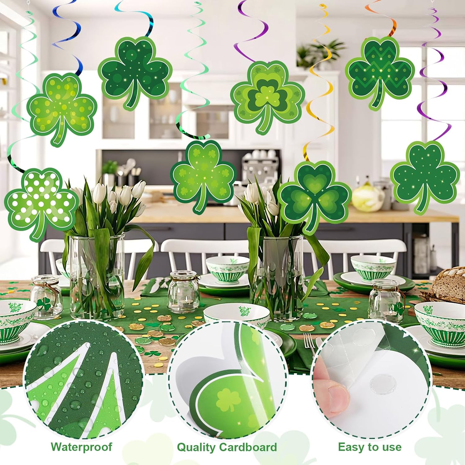 Shamrocks Clover Cutouts for Classroom Bulletin Board Decorations,Large St. Patrick's Day Shamrock Paper Cutouts for School Office Ireland Party Supplies (6 x 6 Inch,40 Pcs) - Image 2