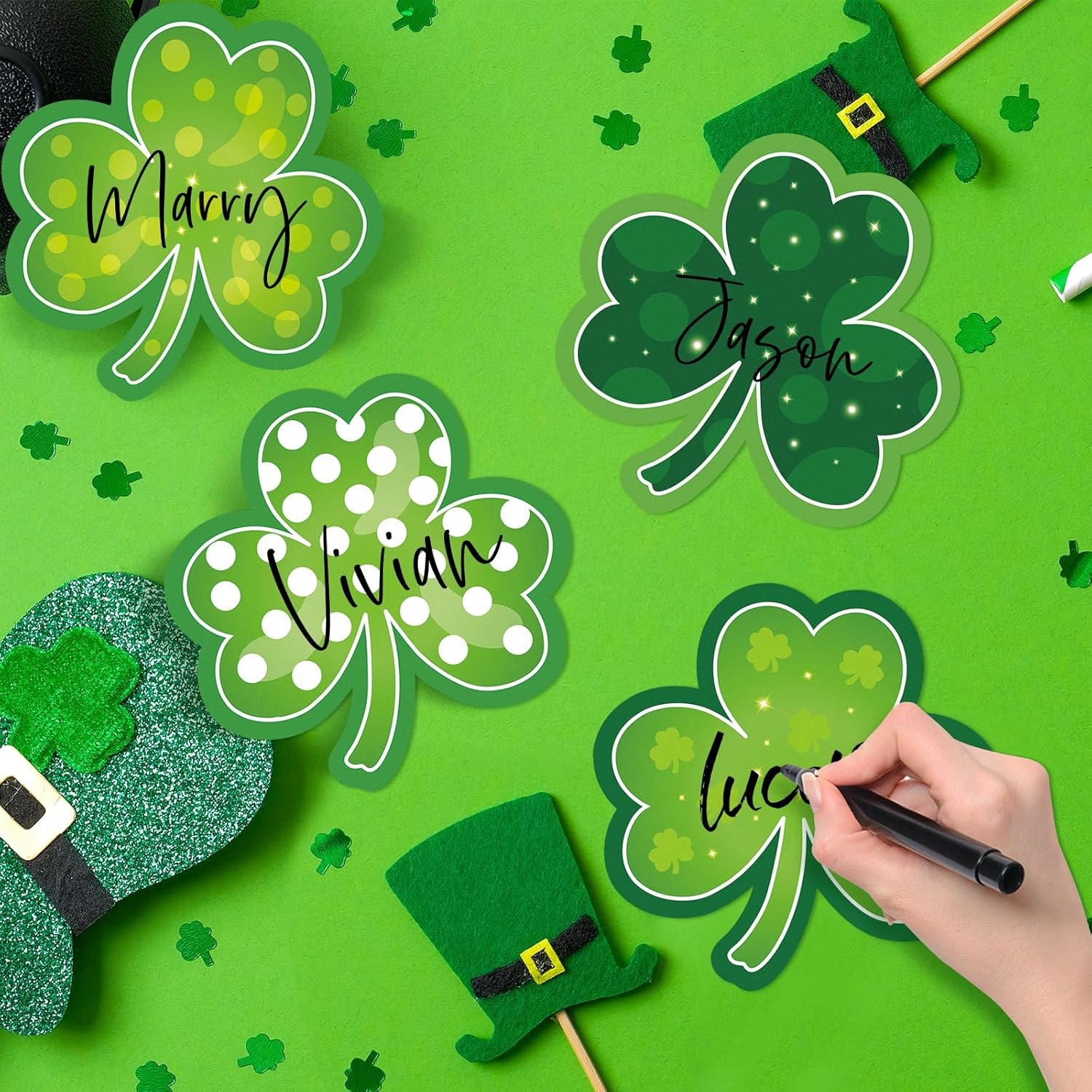 Shamrocks Clover Cutouts for Classroom Bulletin Board Decorations,Large St. Patrick's Day Shamrock Paper Cutouts for School Office Ireland Party Supplies (6 x 6 Inch,40 Pcs) - Image 4