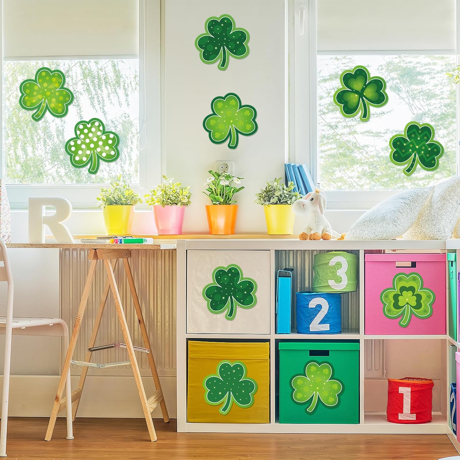 Shamrocks Clover Cutouts for Classroom Bulletin Board Decorations,Large St. Patrick's Day Shamrock Paper Cutouts for School Office Ireland Party Supplies (6 x 6 Inch,40 Pcs) - Image 5