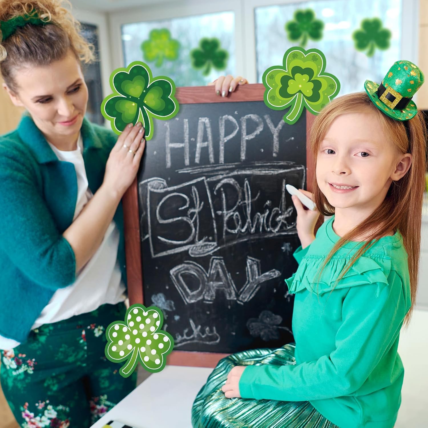 Shamrocks Clover Cutouts for Classroom Bulletin Board Decorations,Large St. Patrick's Day Shamrock Paper Cutouts for School Office Ireland Party Supplies (6 x 6 Inch,40 Pcs) - Image 6