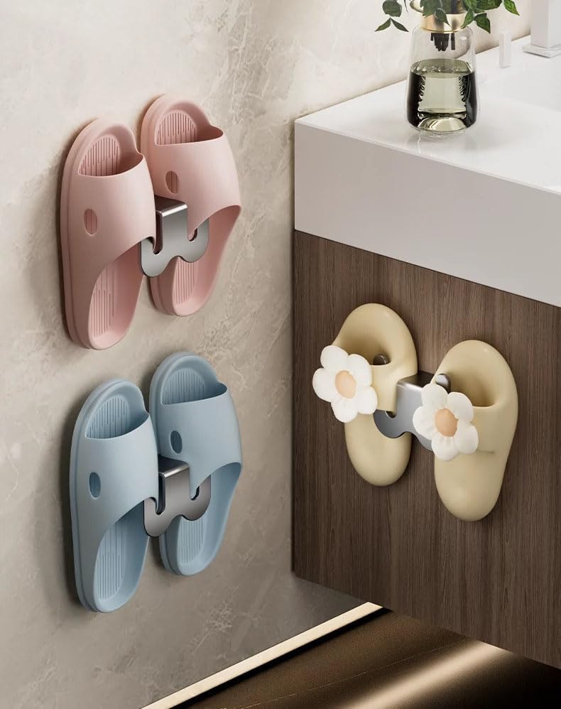 Wall-Mounted Aluminium Slipper Holder - Self-Adhesive Space-Saving Organizer - 2 Pack - Image 3