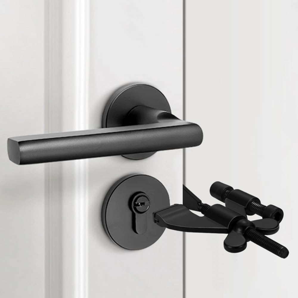 Portable Door Lock - Extra Security for Hotels & Travel - Self-Adhesive No Drilling Required - Black - 1 Piece - Image 5