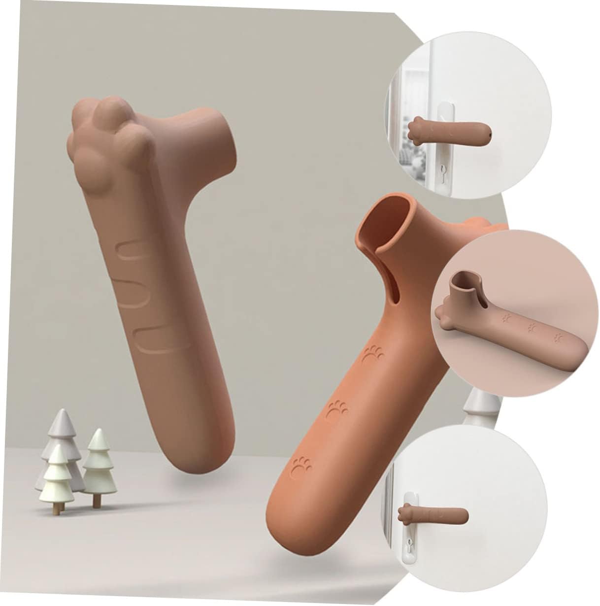 Silicone Door Handle Cover 1 Pack Child Safe Anti-Collision Paw Design Brown - Image 6
