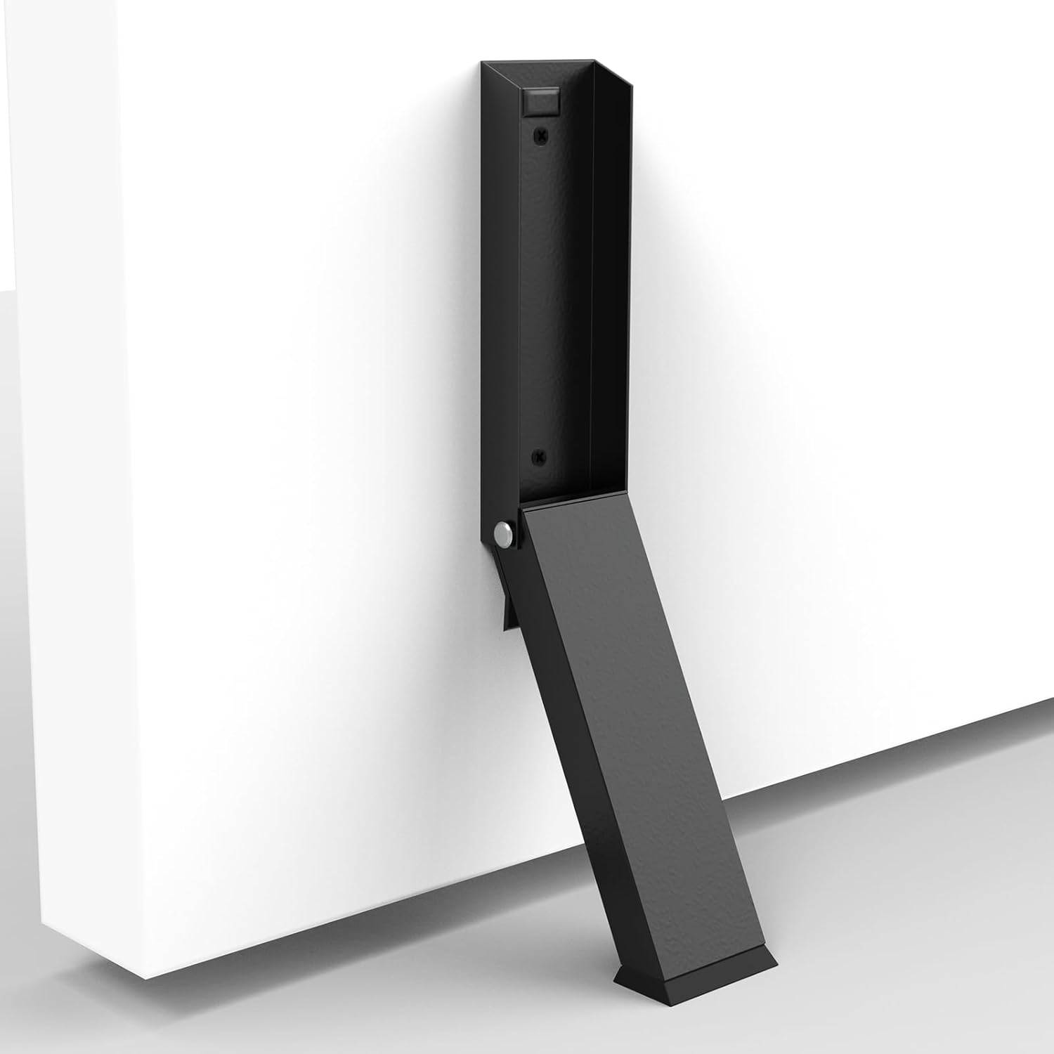 Black Folding Metal Door Stop Foot Operated No Drilling Installation - Image 1