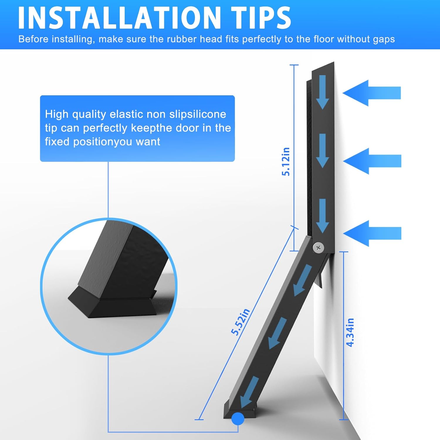 Black Folding Metal Door Stop Foot Operated No Drilling Installation - Image 2