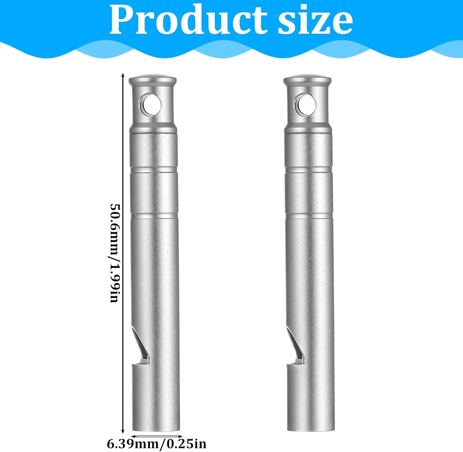 2 Silver Double Loop Whistles for Camping Hiking Pet Training Sports - Image 2