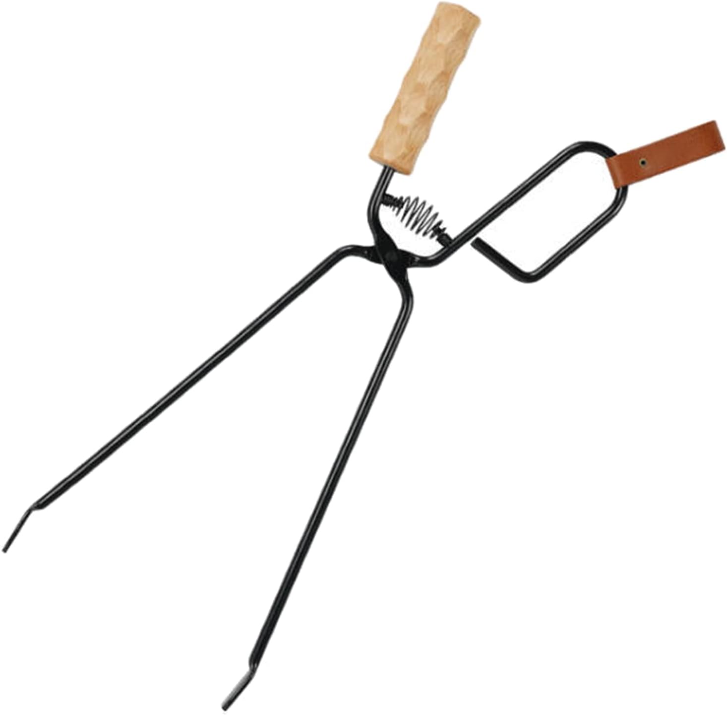 Metal Fireplace Tongs with Wooden Handle 47cm Safe Distance for Firewood Handling - Image 1