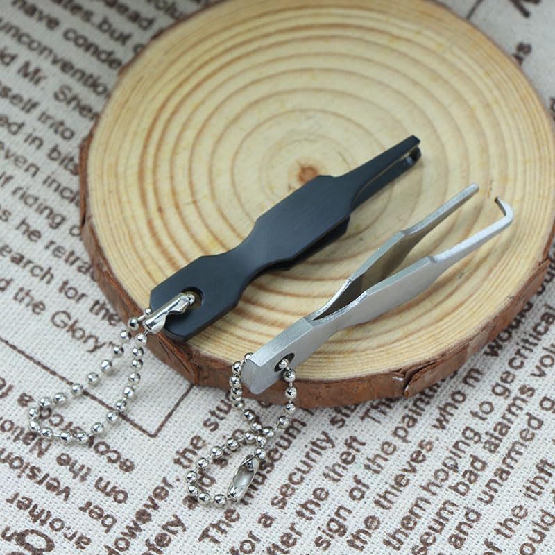 2 Pcs Split Ring Pliers Black & Silver Stainless Steel Fishing Pliers for Rigging and Bait with Keychain - Image 7