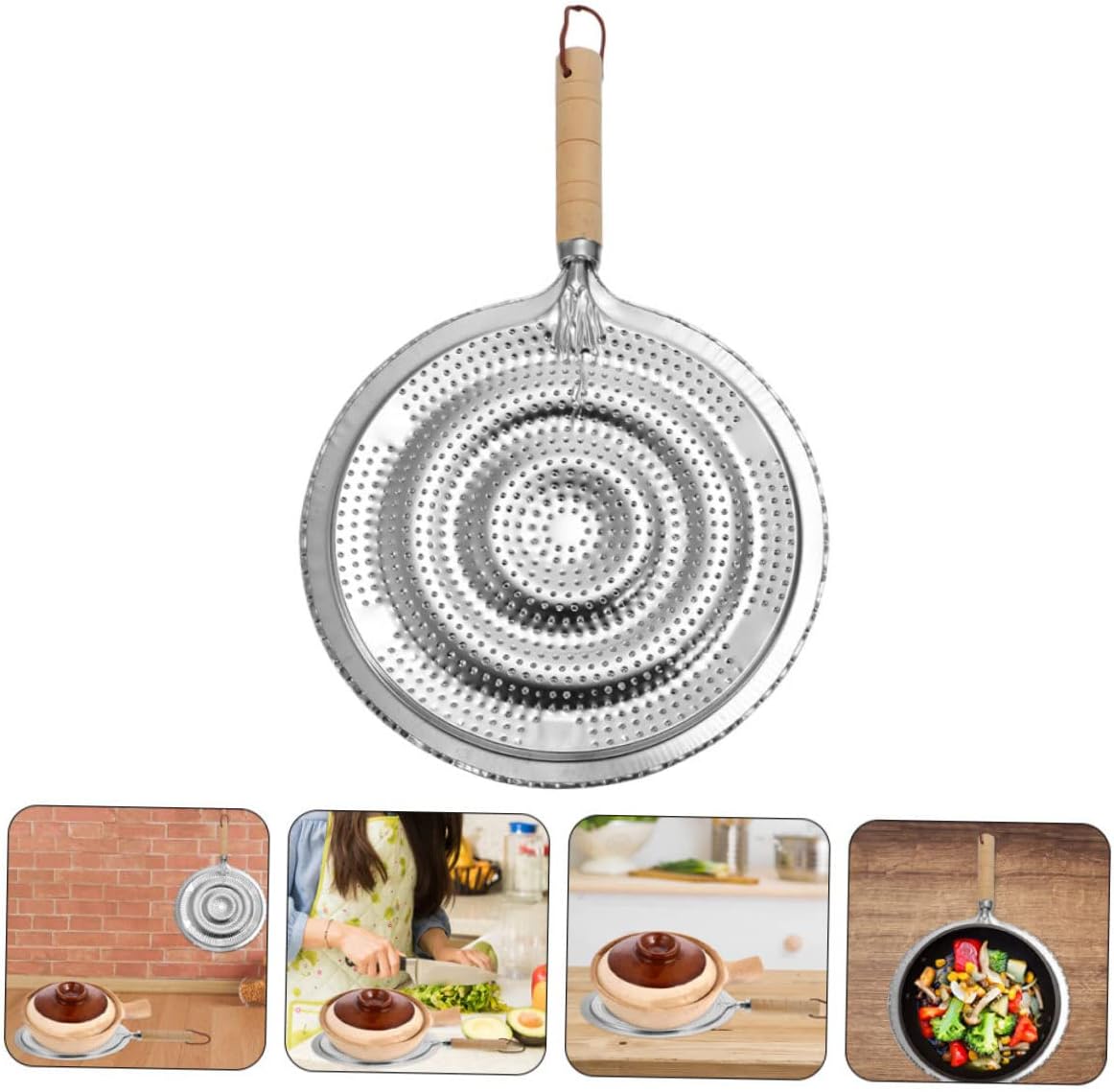 2 Pack Heat Resistant Pan Trivets Stainless Steel Table Mats with Wooden Handles and Hanging Ropes - Image 6