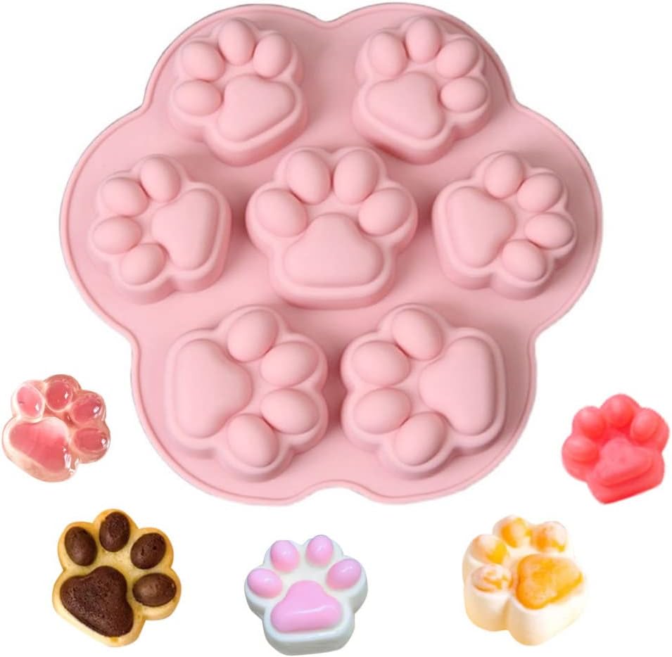 7-Cavity Silicone Cat Paw Mould Chocolate Fondant Ice Cube Tray Food Safe Baking Mold - Image 4