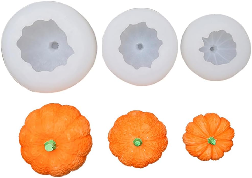 3 Piece Silicone Pumpkin Mould Set 3 Sizes Candle and Chocolate Mould Baking Tray - Image 1
