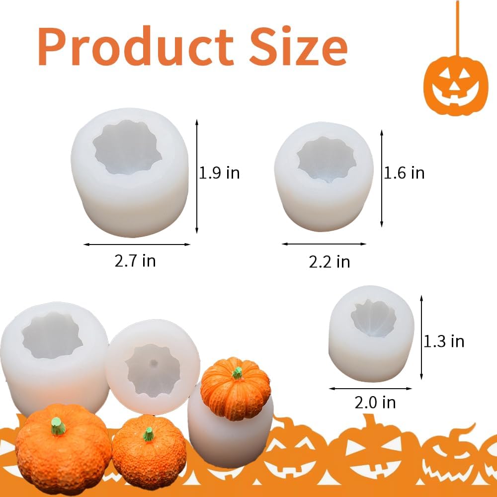 3 Piece Silicone Pumpkin Mould Set 3 Sizes Candle and Chocolate Mould Baking Tray - Image 3