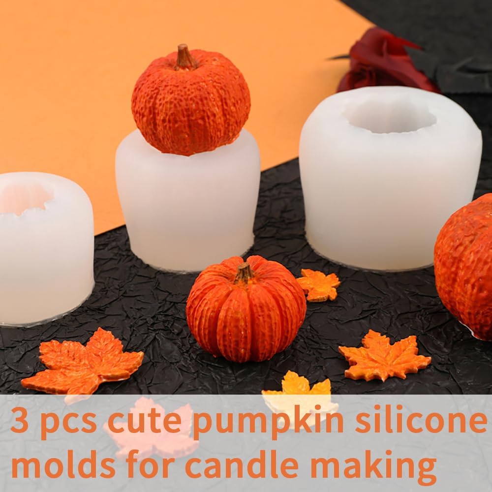 3 Piece Silicone Pumpkin Mould Set 3 Sizes Candle and Chocolate Mould Baking Tray - Image 4