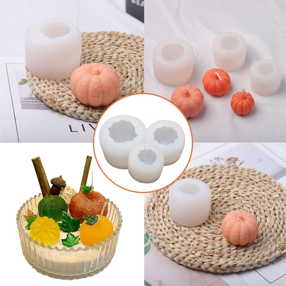 3 Piece Silicone Pumpkin Mould Set 3 Sizes Candle and Chocolate Mould Baking Tray - Image 5
