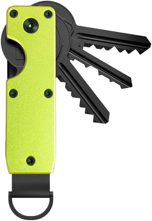 Compact Aluminium Key Organizer 2-6 Keys Yellow-Green Minimalist Key Holder for Car & Home - Image 1