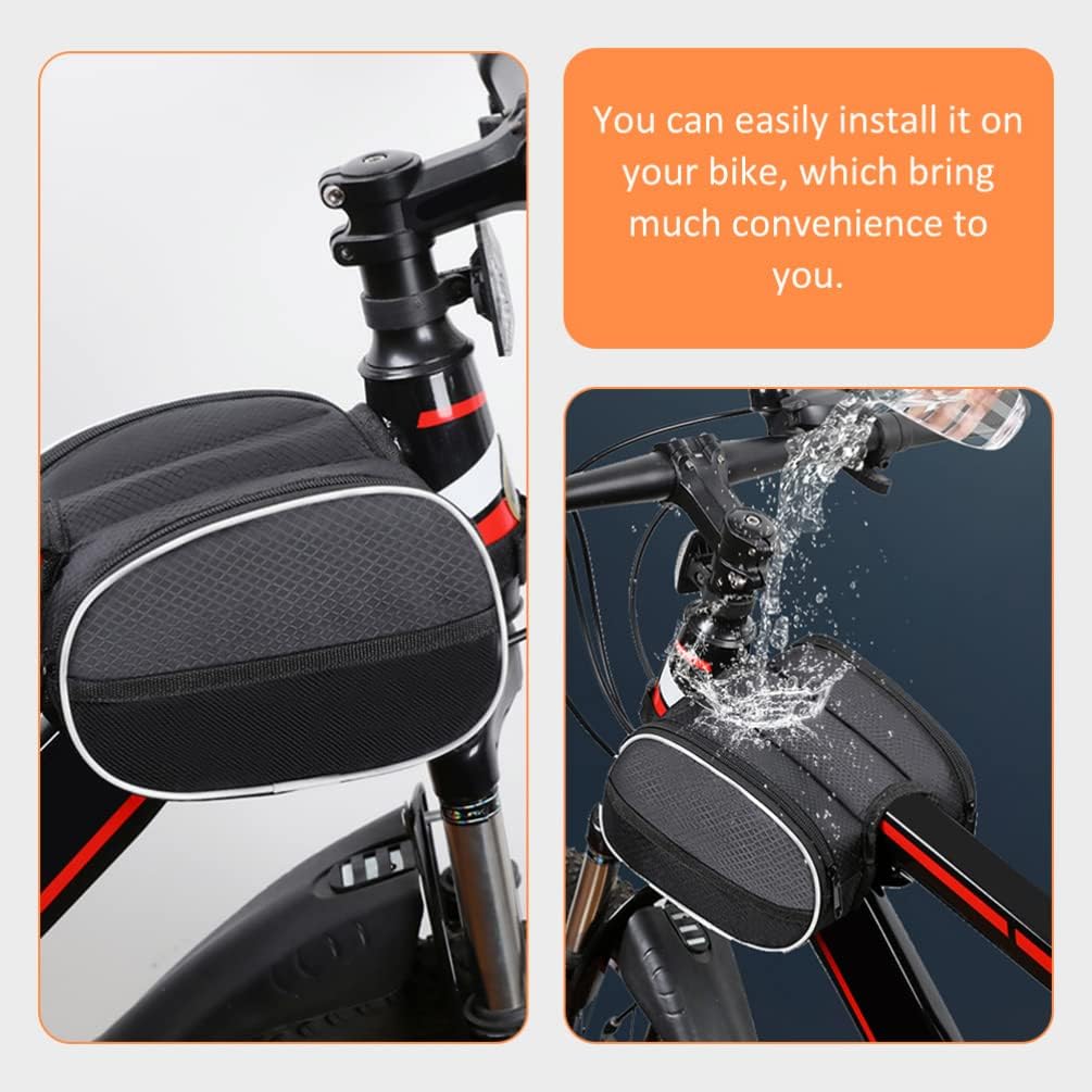 Waterproof Front Bike Frame Bag 19x12.5x6 cm Black - Image 2