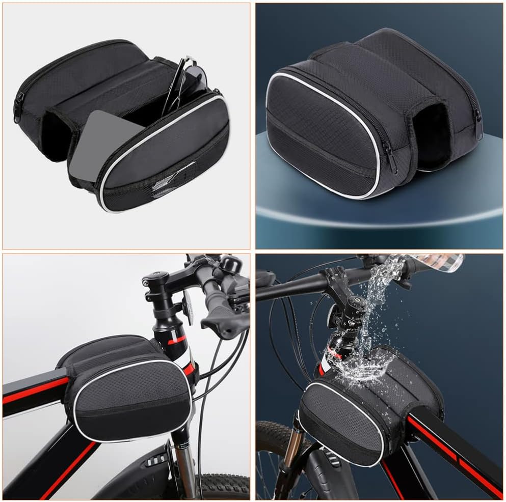 Waterproof Front Bike Frame Bag 19x12.5x6 cm Black - Image 3