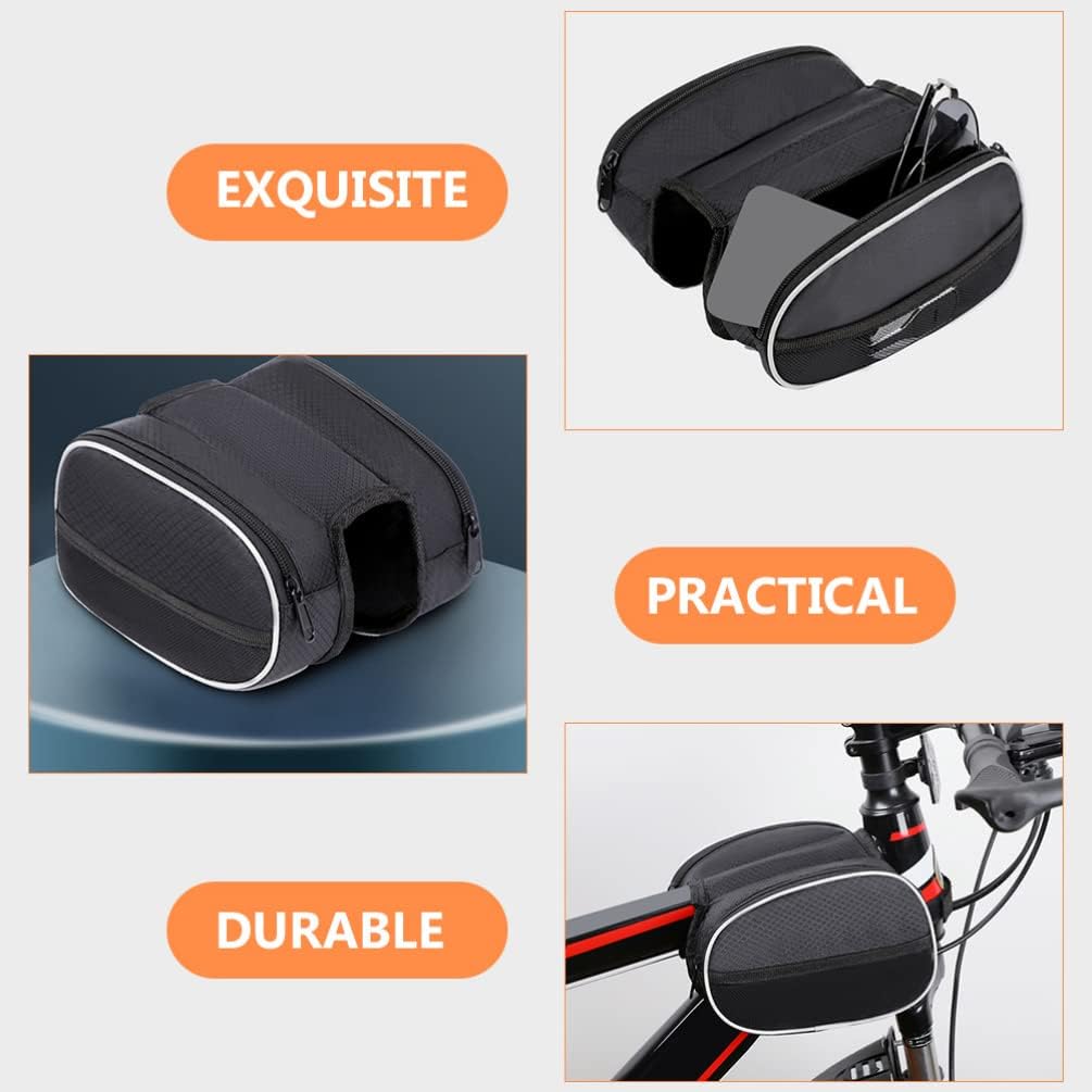 Waterproof Front Bike Frame Bag 19x12.5x6 cm Black - Image 4