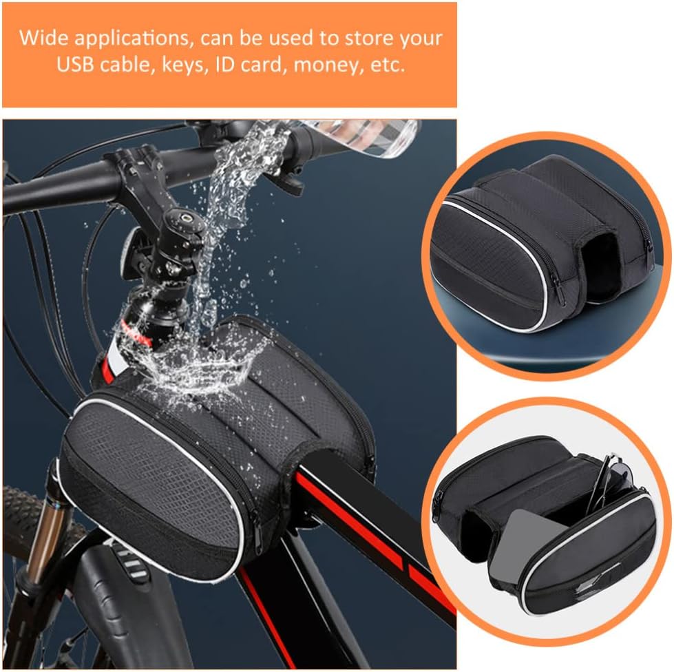 Waterproof Front Bike Frame Bag 19x12.5x6 cm Black - Image 5
