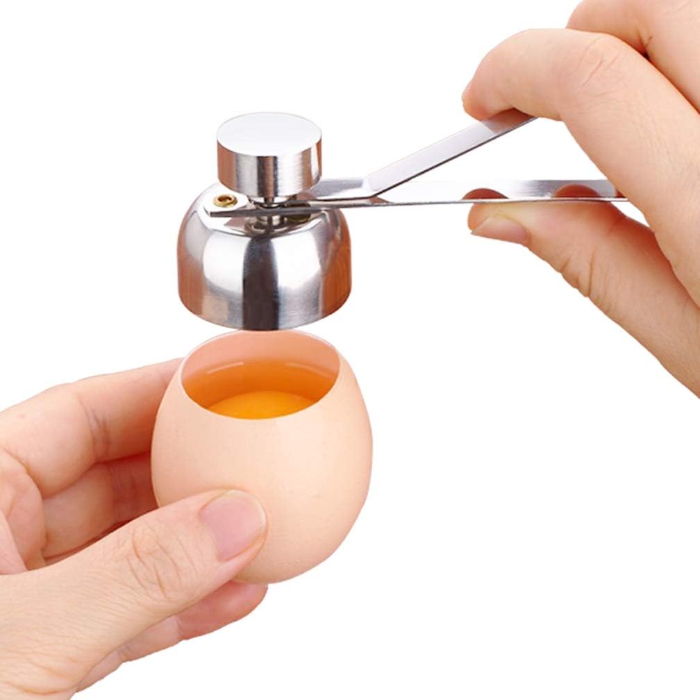 Egg Shell Cutter with Spring Mechanism for Soft and Hard Boiled Eggs Silver 1 Piece - Image 1