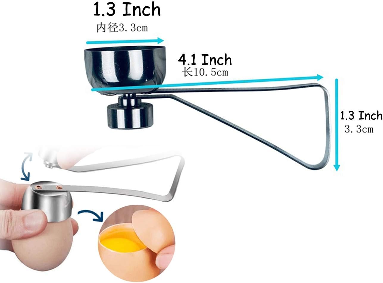 Egg Shell Cutter with Spring Mechanism for Soft and Hard Boiled Eggs Silver 1 Piece - Image 2