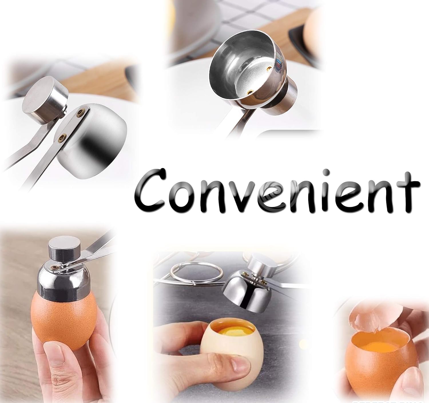 Egg Shell Cutter with Spring Mechanism for Soft and Hard Boiled Eggs Silver 1 Piece - Image 3