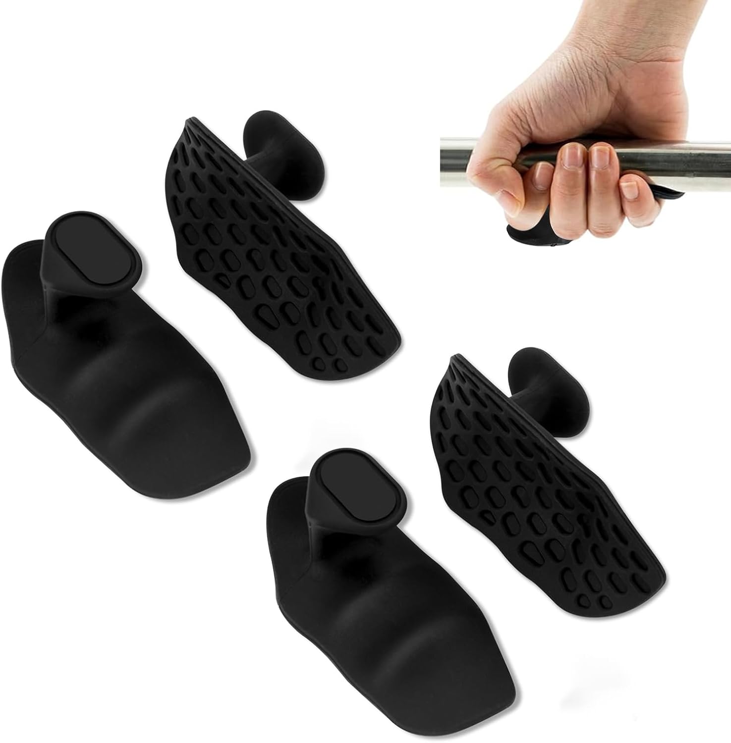 Anti-Slip Rubber Gym Gloves for Weightlifting Barbell Universal Size Men Women 4 Pack - Image 1