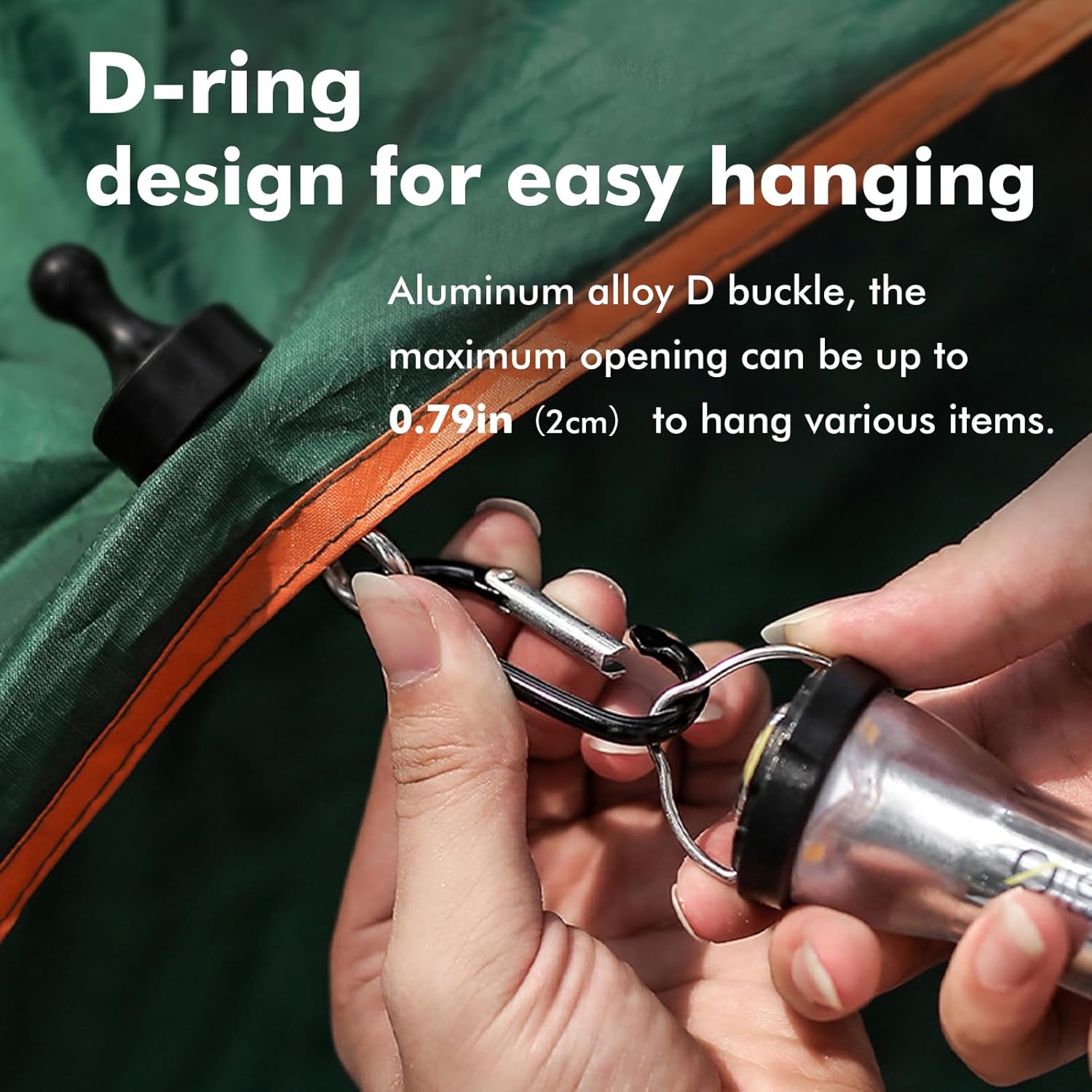 2 Pack Black Multifunctional Camping Hooks with Carabiner No Installation Required - Image 3