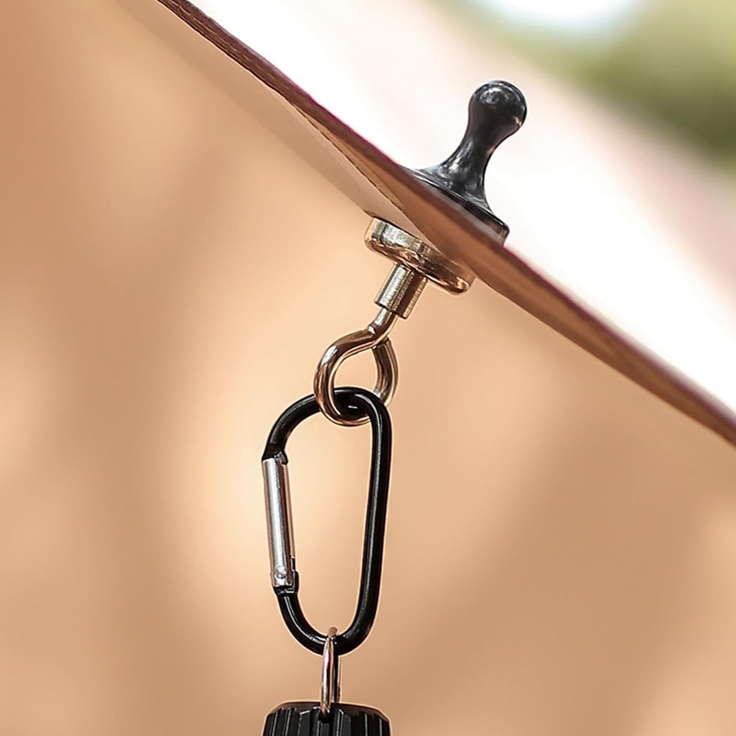 2 Pack Black Multifunctional Camping Hooks with Carabiner No Installation Required - Image 7