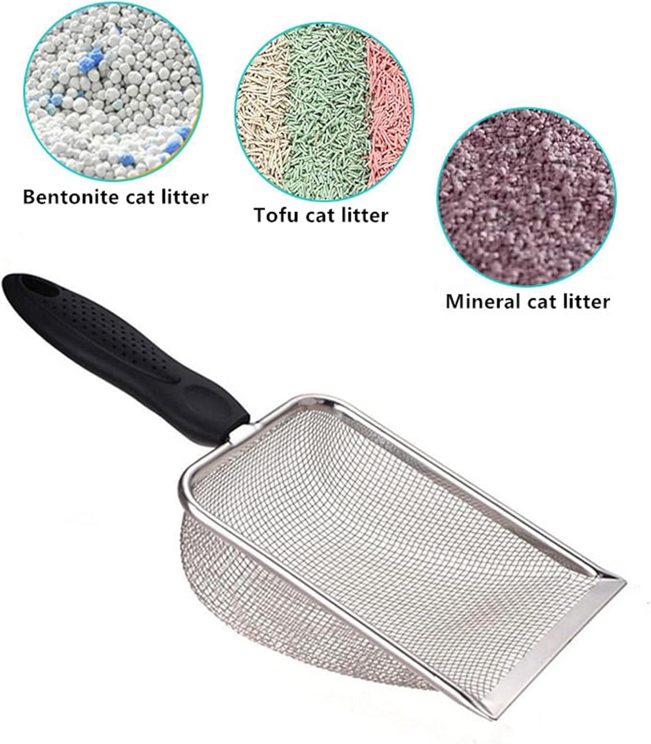 Fine Mesh Filter Deep Litter Scoop with Ergonomic Handle for Cats & Reptiles - Image 3
