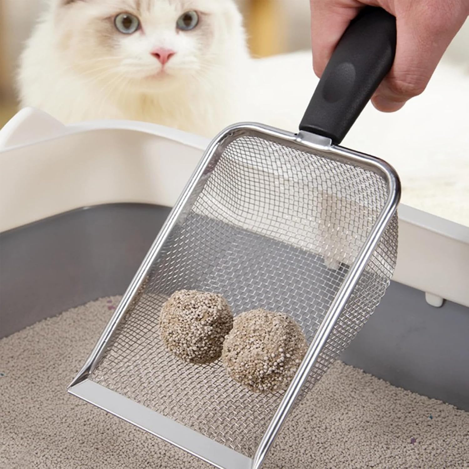 Fine Mesh Filter Deep Litter Scoop with Ergonomic Handle for Cats & Reptiles - Image 5