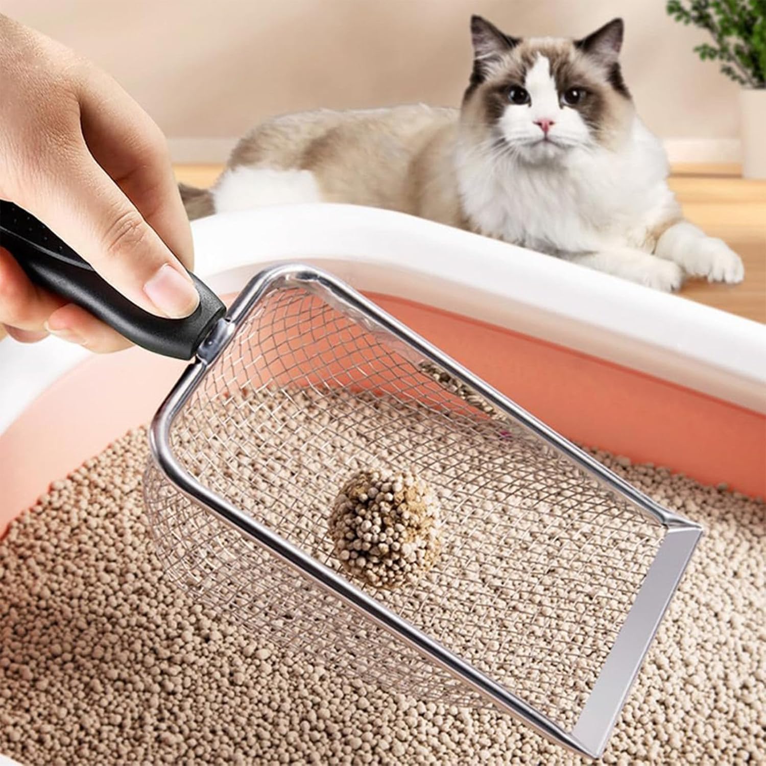 Fine Mesh Filter Deep Litter Scoop with Ergonomic Handle for Cats & Reptiles - Image 6