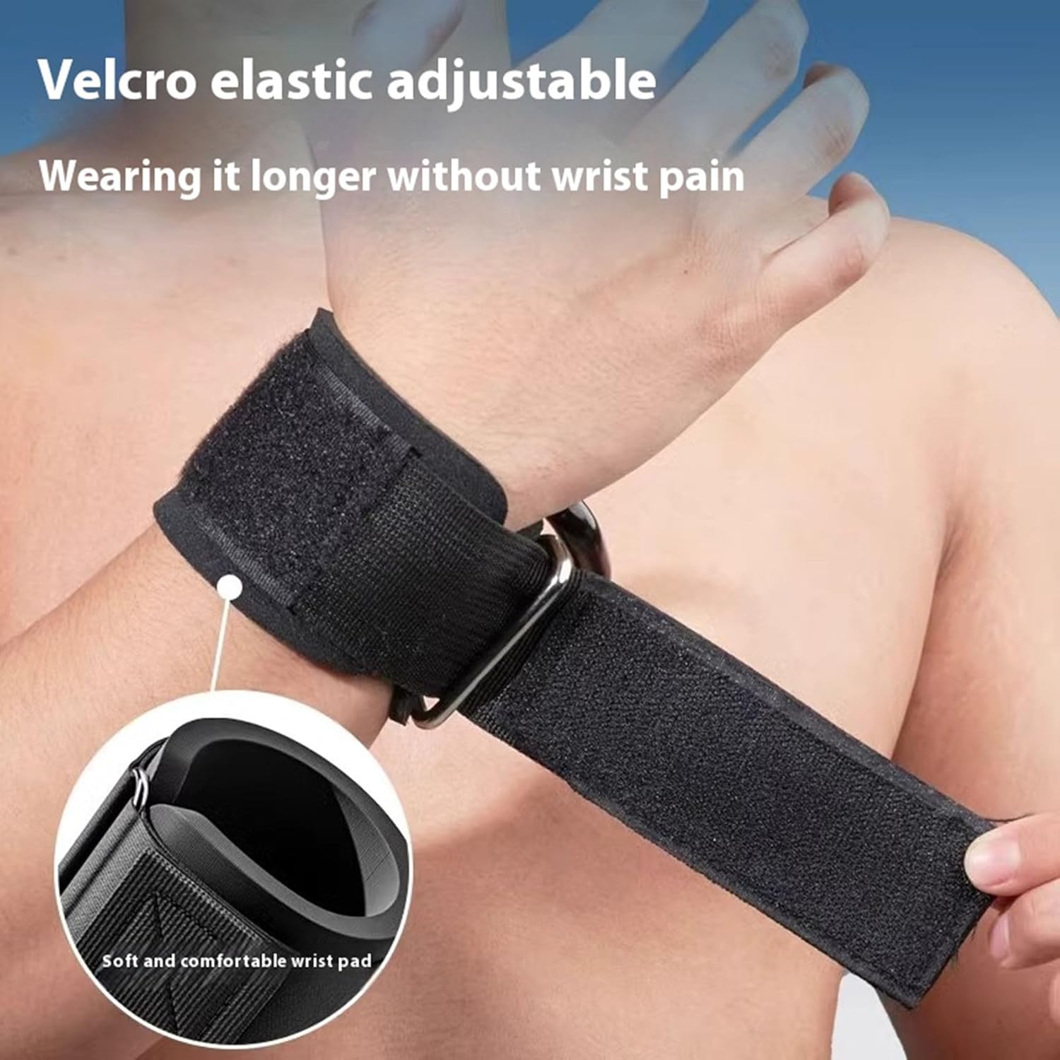 Weight Lifting Wrist Strap Hooks - Black - 1 Pair - Image 3