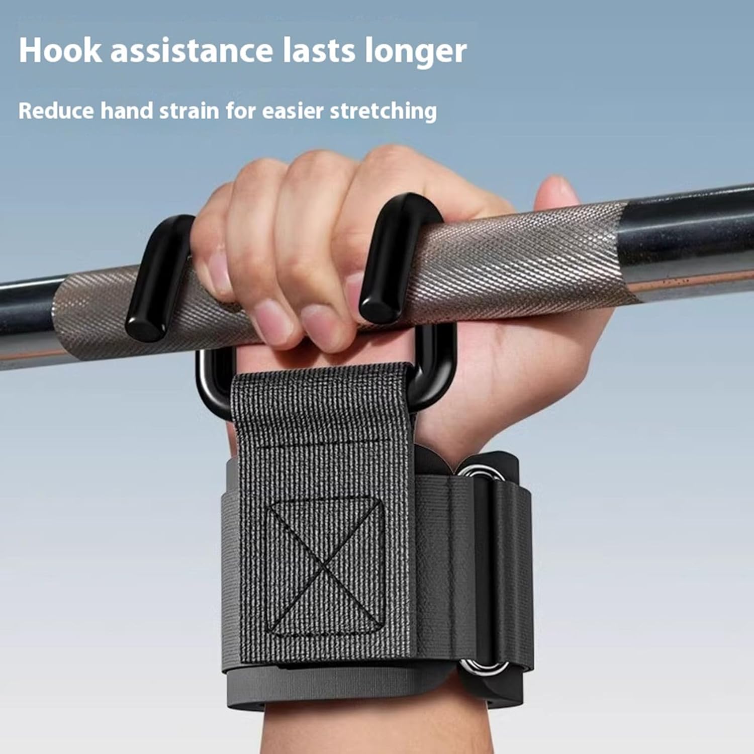 Weight Lifting Wrist Strap Hooks - Black - 1 Pair - Image 5