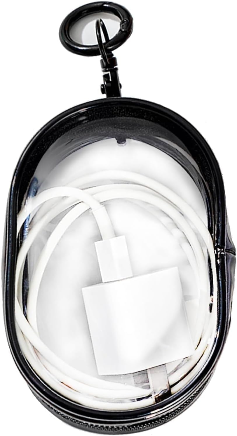 Transparent Zipper Storage Pouch with Keychain - Mini Organizer for Earbuds Cables - Travel Accessory for Backpack - Image 1