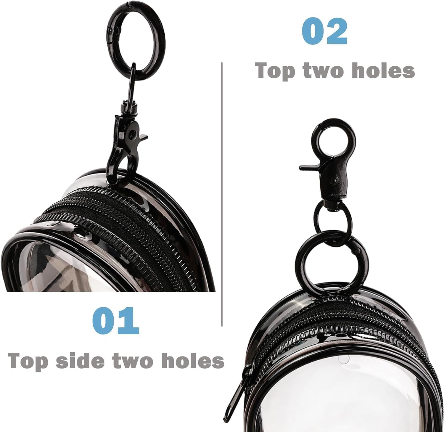 Transparent Zipper Storage Pouch with Keychain - Mini Organizer for Earbuds Cables - Travel Accessory for Backpack - Image 2