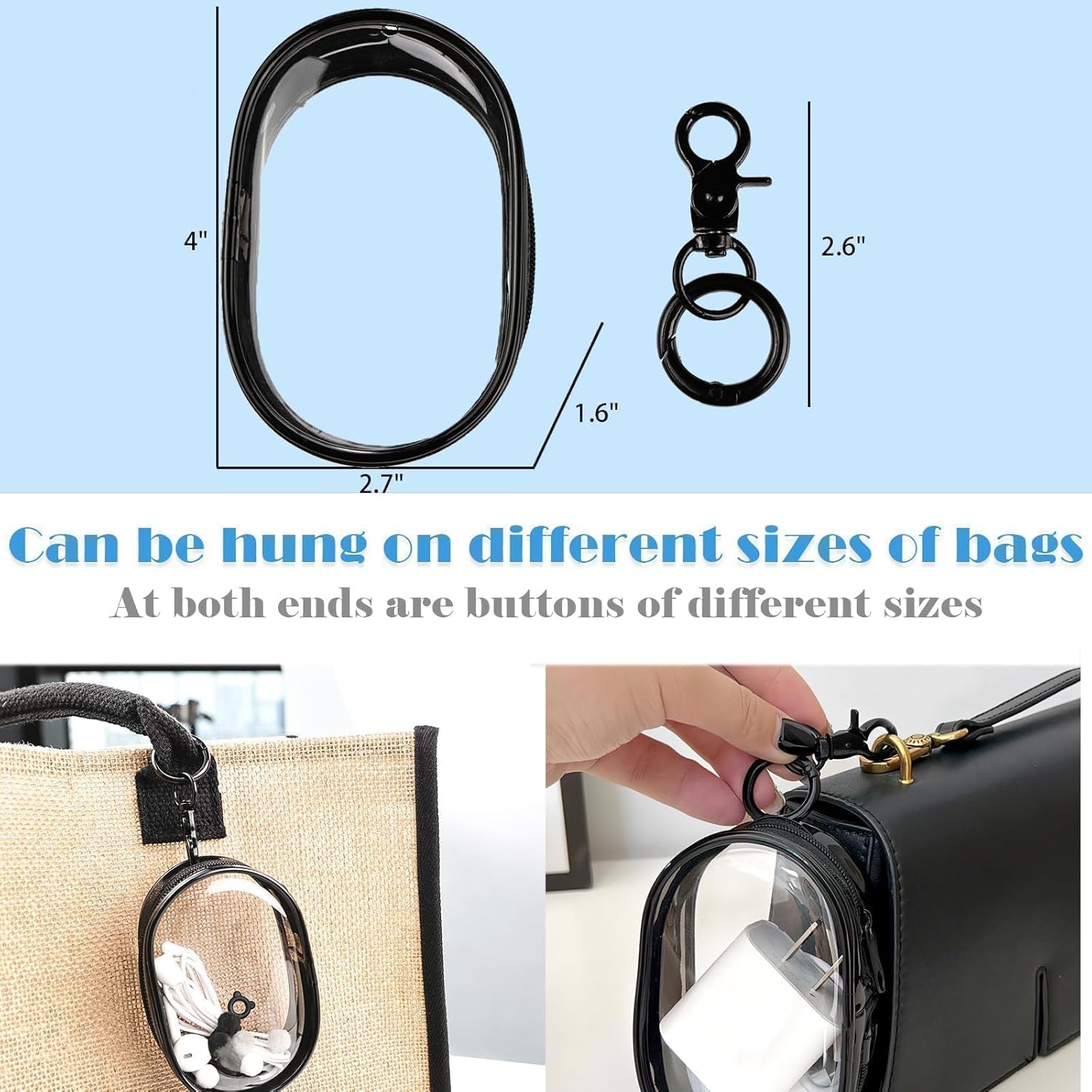 Transparent Zipper Storage Pouch with Keychain - Mini Organizer for Earbuds Cables - Travel Accessory for Backpack - Image 4