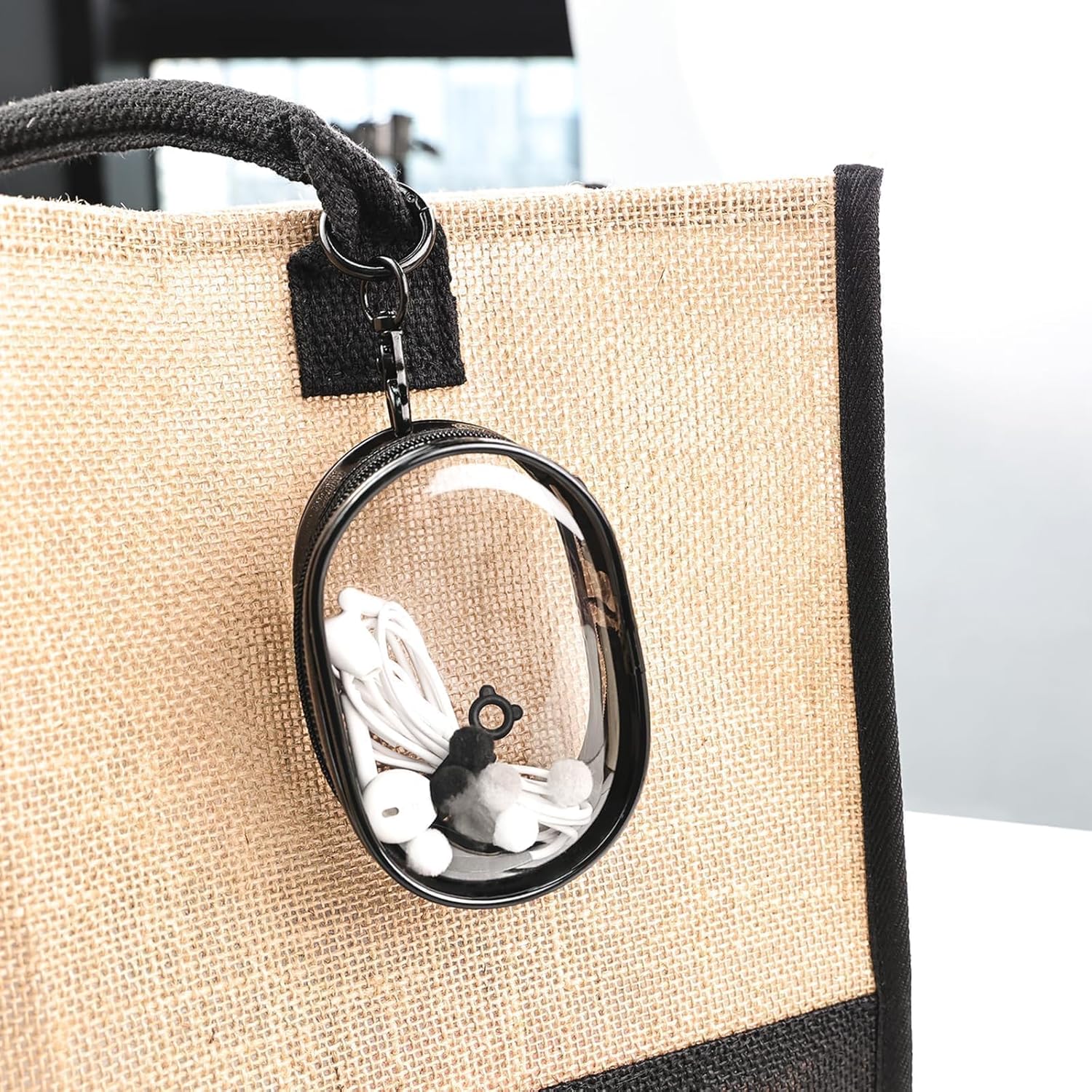 Transparent Zipper Storage Pouch with Keychain - Mini Organizer for Earbuds Cables - Travel Accessory for Backpack - Image 6