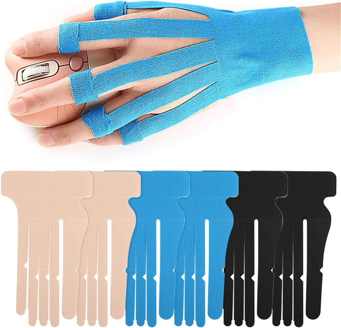 Pre-cut Cotton Sport Tape 3 Pairs Wrist and Finger Support - Image 1