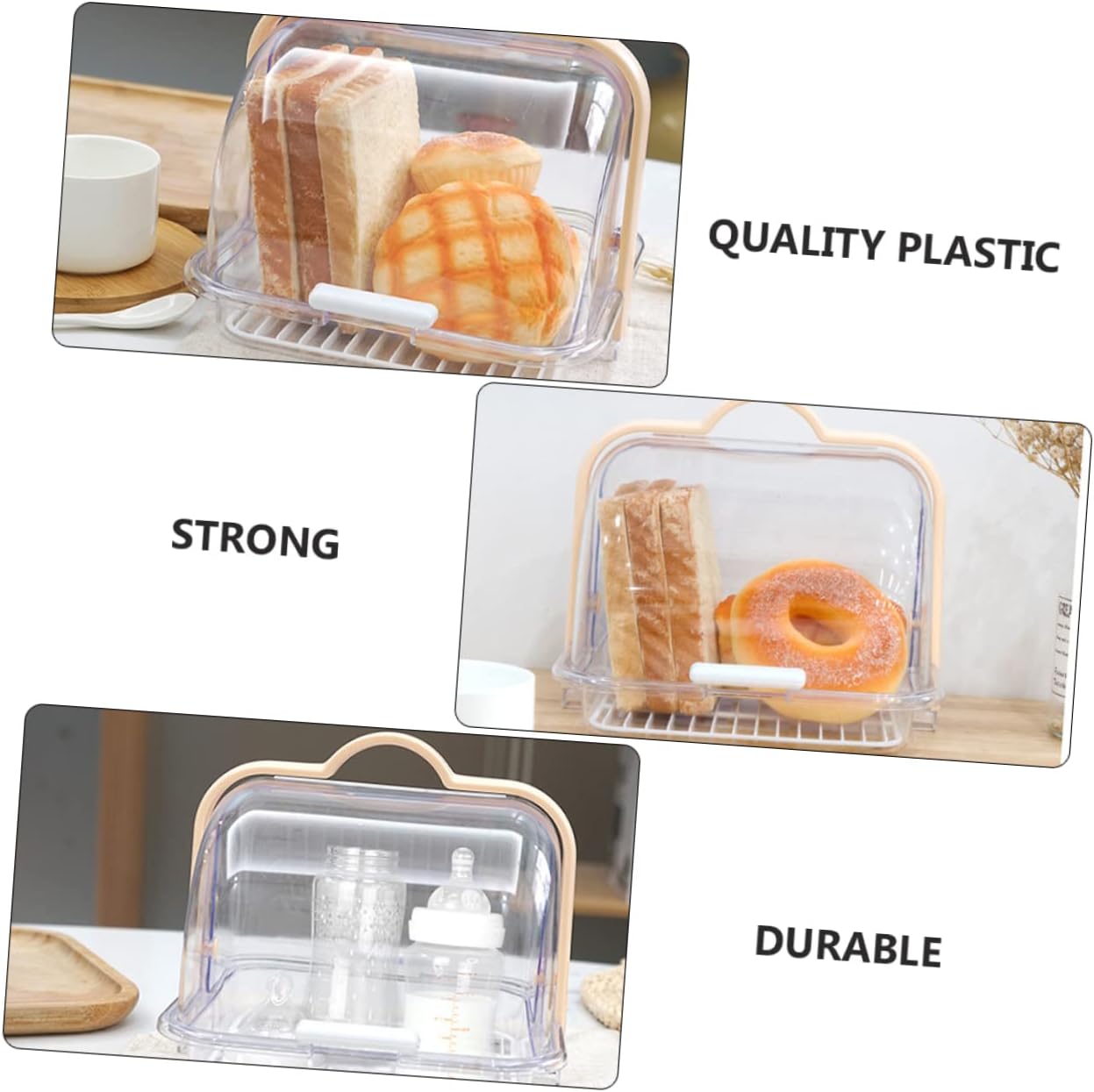 Transparent Food Storage Container with Lid and Drip Tray for Bread Milk Packaging - Image 3